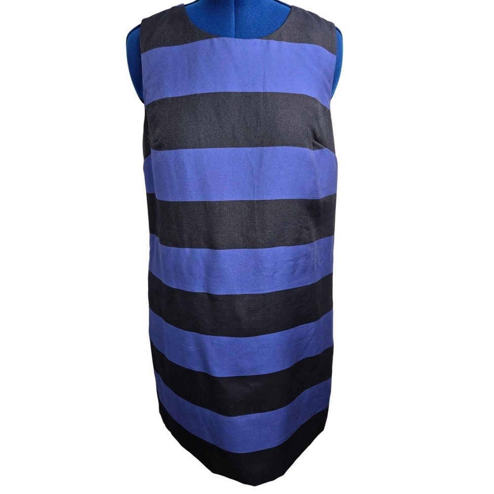 Banana Republic Womens Navy Blue Black Striped Sleeveless Shift Dress Size 14